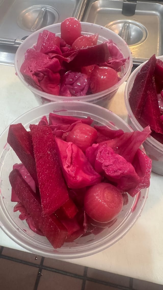 Mixed Pickles (cabbage, pearl onion, beets) 16oz.