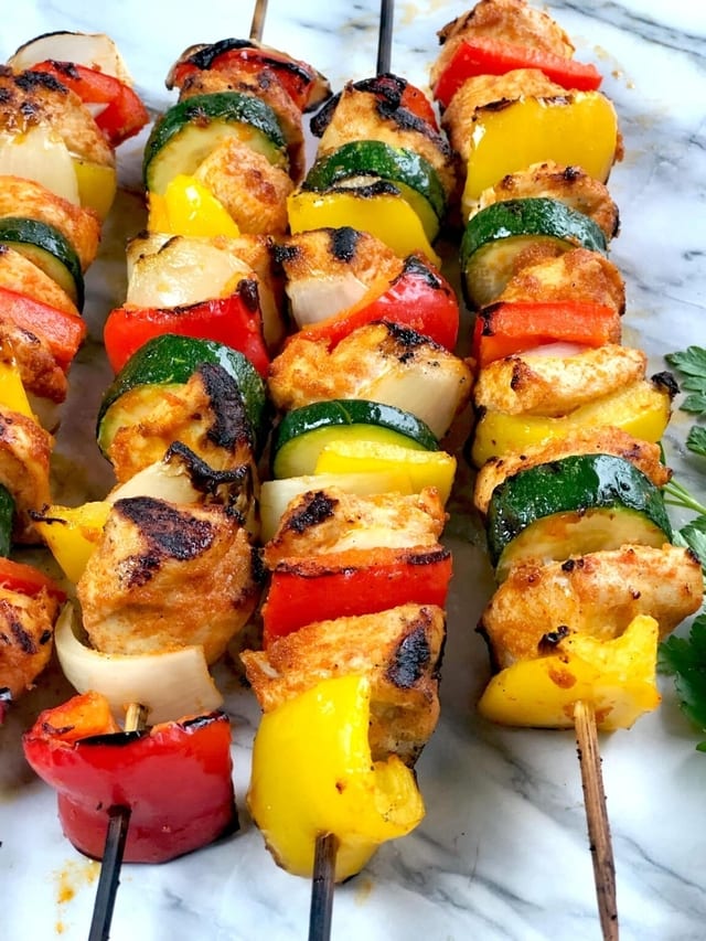 4 skewers Vegetable kabobs 3-4 person.